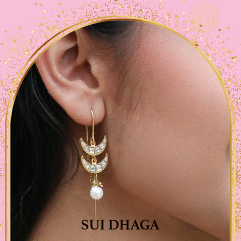 Buy Scallops Diamond Sui Dhaga Earrings Online | CaratLane